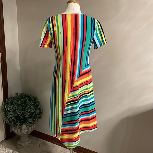 SOFT SURROUNDING women’s multi S/S striped stretch casual dress A line boho XS - Picture 2 of 9